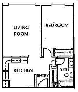 1BR/1BA Floor Plan - Johnson Legacy Apartments