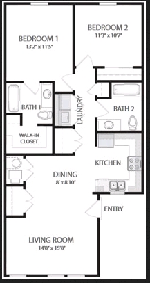 2BR/2BA - Cottages at Sheek Road Apartments