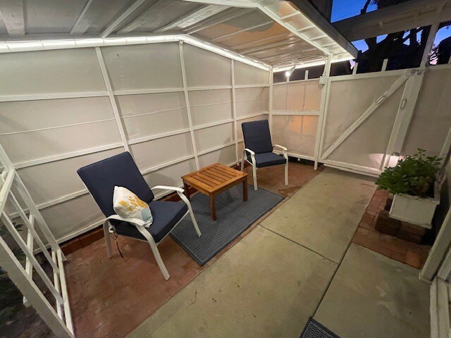 Side yard gazabo at night - 10545 Kemerton Rd