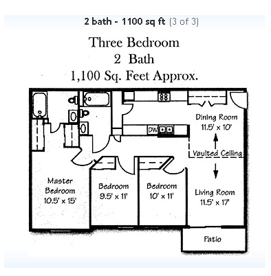 3 Bedroom 2 Bathroom - Chestnut Ridge Apartments