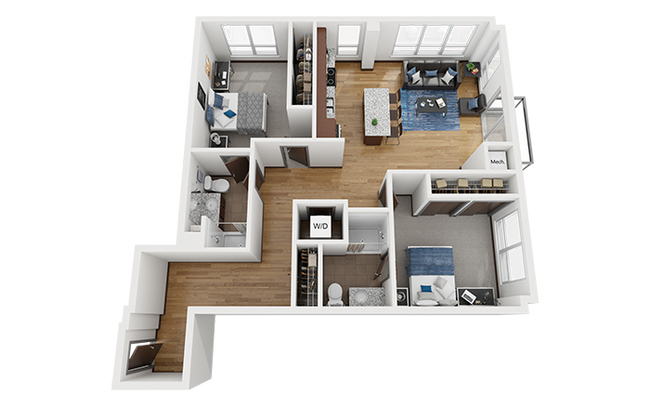 The Bridges Dinkytown B9 2x2 Floor Plan - The Bridges Dinkytown