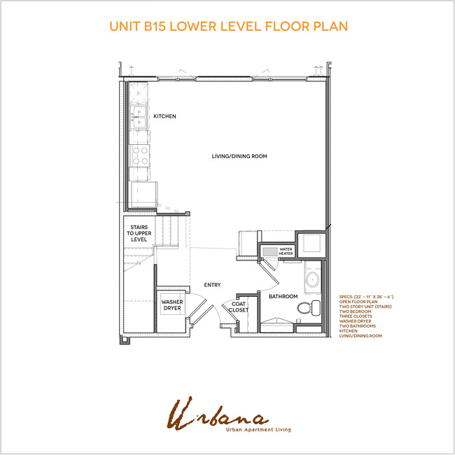 B15 Floorplan (lower level) - Urbana Chula Vista Luxury Apartments