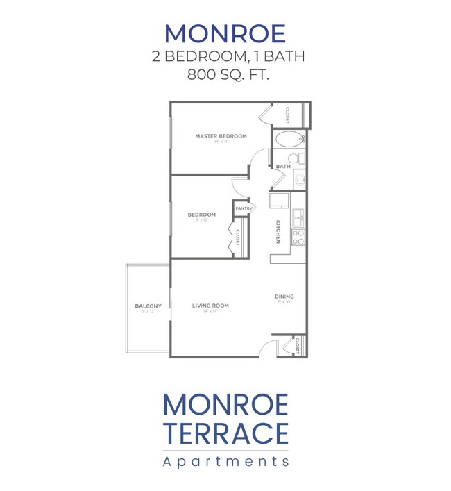 Monroe 2 bed 1 bath 800 Sq. Ft..png - Monroe Terrace