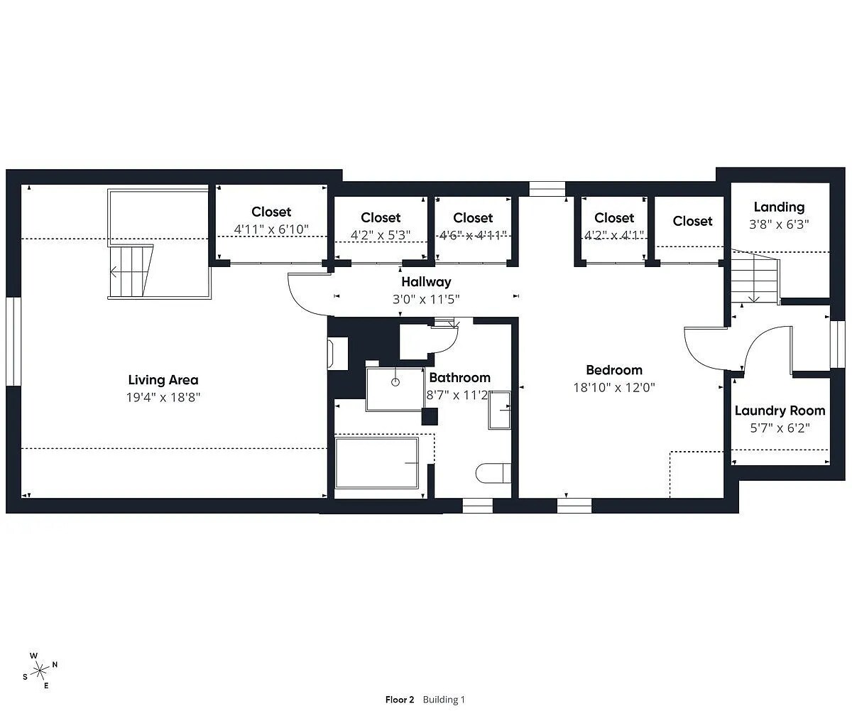 Floor plan - second floor of duplex - 2330 W Palmer St