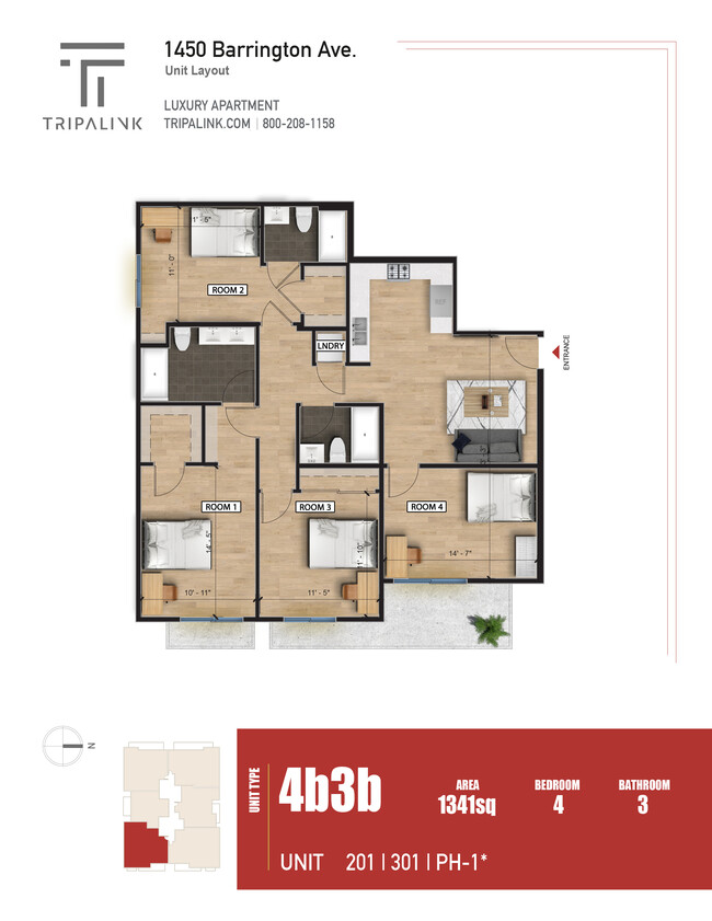 Floorplan - 1450 S Barrington Ave