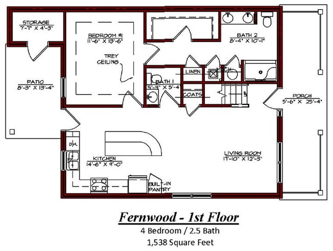 Fernwood - 1st Floor Plan - Waterford Estates