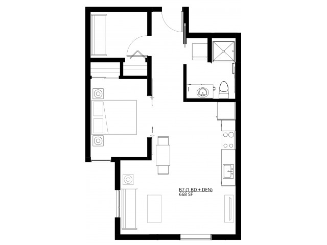 1x1 with Den - Montessa Apartments