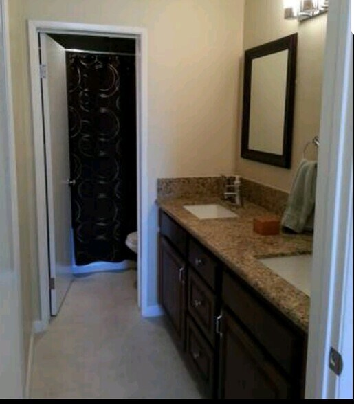 Dual bathroom sink and attached bathroom with full bathtub with train shower - 1775 Diamond St