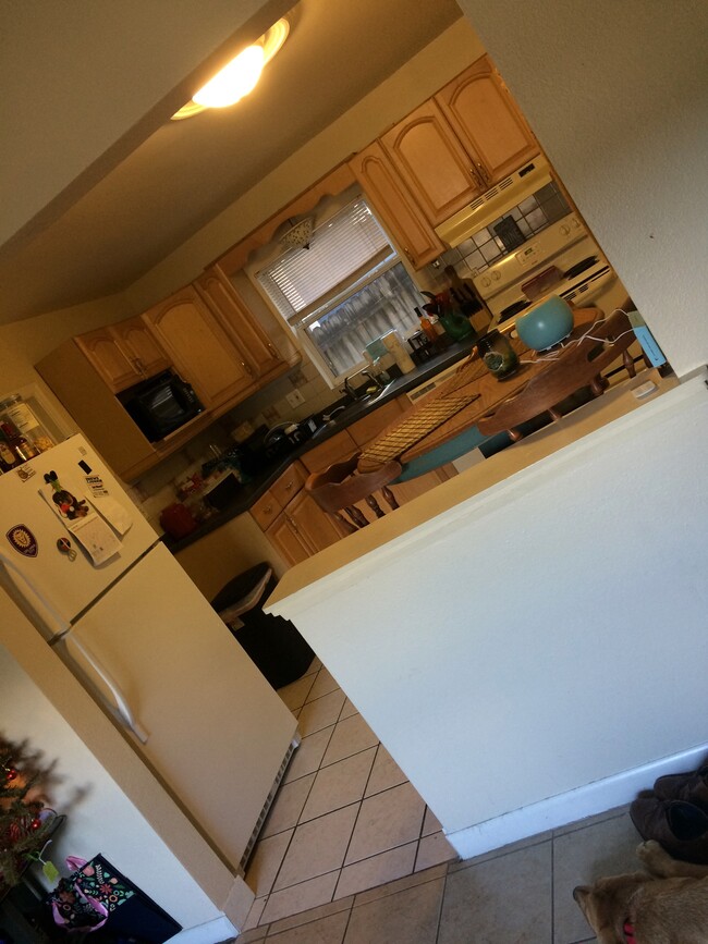 From the living room looking into the kitchen. Appliances include dishwasher and garbage disposal. - 1009 E. Central Blvd.