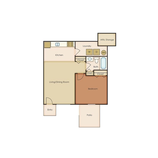 1 Bedroom/1 Bathroom Floor Plan - Palm Vista