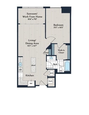 1BS-6b Floor Plan - Meridian 2250 at Eisenhower Station
