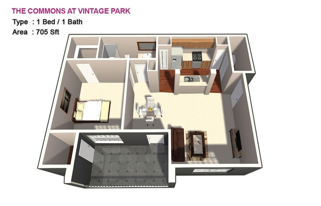 1 BED / 1 BATH - The Commons at Vintage Park