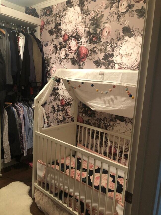 HUGE room sized closet large enough for a crib or vanity. Floral Wallpaper has been removed. - 1450 Greenwich St