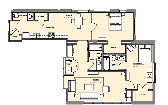 Floorplan - Hawthorne Apartments