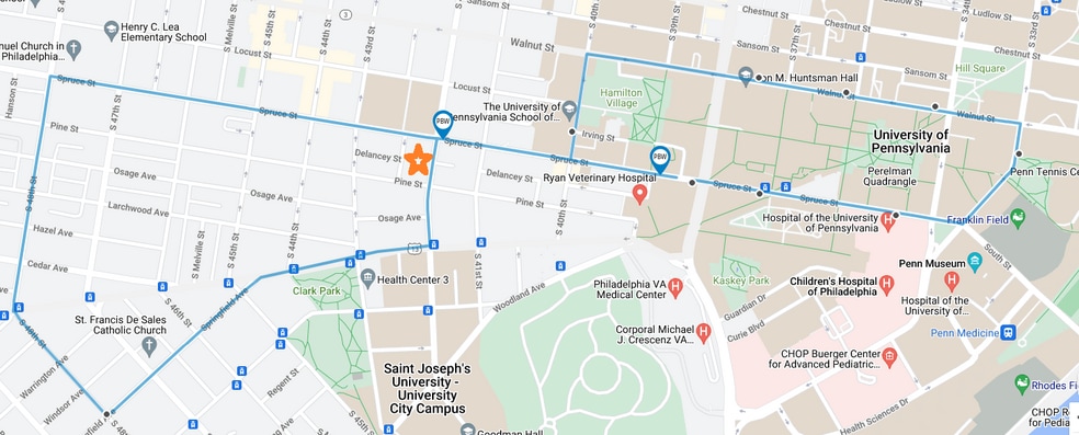 Penn bus route - 322 S 42nd St