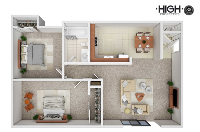 2 Bedroom/1 Bathroom Floor Plan - Blair Ridge
