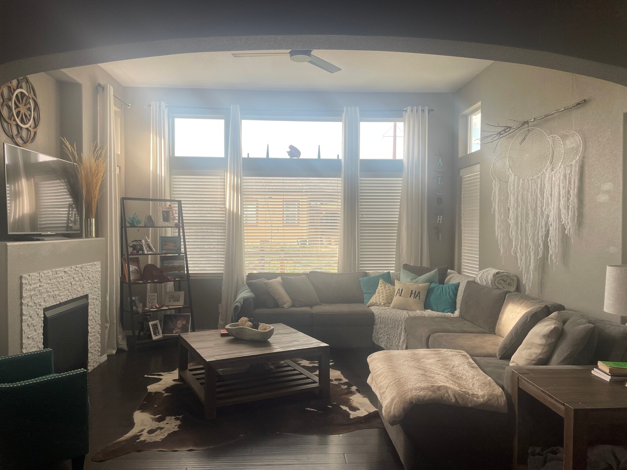 Living room pic current with blinds - 8782 Windy Plains Ct