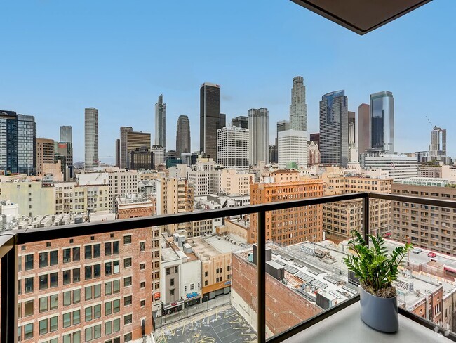 Balcony view of the city at Sentral DTLA. - Sentral DTLA