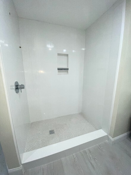 Spacious shower with full view glass doors - 26 Hazelwood St