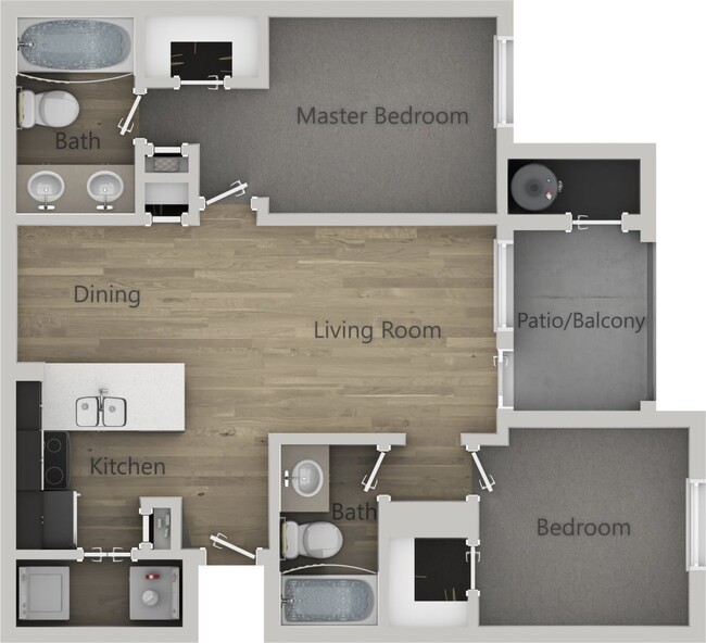The Sage - Two Bedroom Two Bath Flat - Sage Apartments and Townhomes