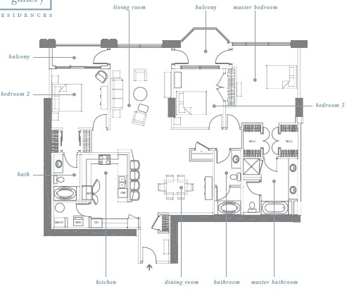 3BR/3BA - Gallery Condominiums