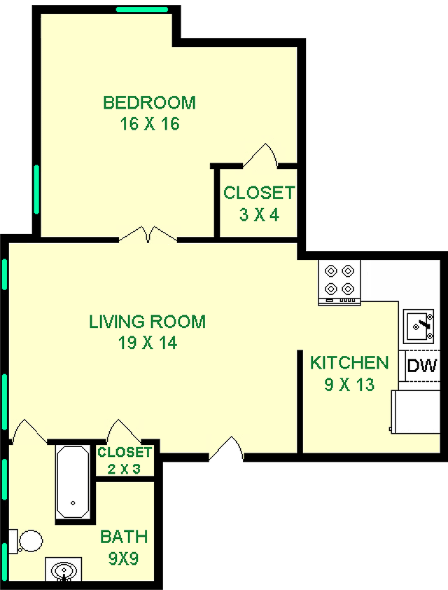 Brunnera One Bedroom Floorplan - Baum Grove