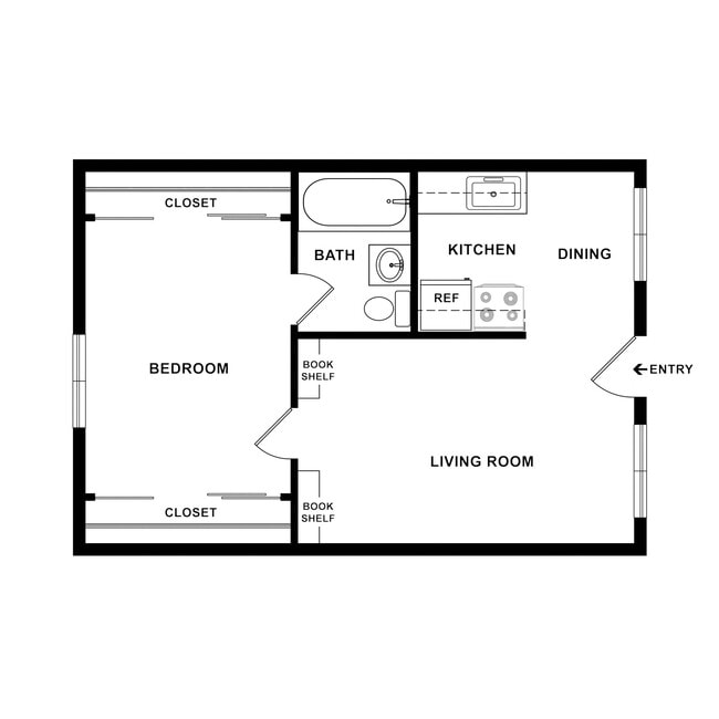 One-Bedroom 2D Floor Plan - Avaz Pacific Beach