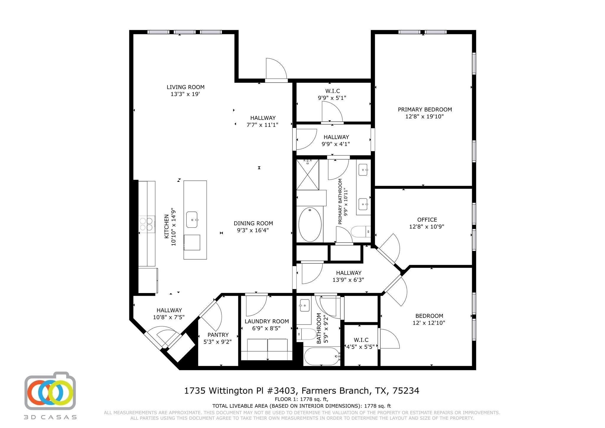 Floorplan of condo (Some items are mirrored) - 1735 Wittington Pl