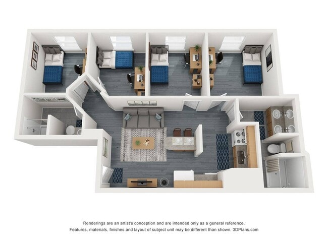 D1 Private: 4BD | 2BA | 860 SF - Illini Tower