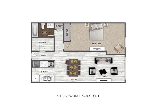 1 Bedroom B - Riverside Flats