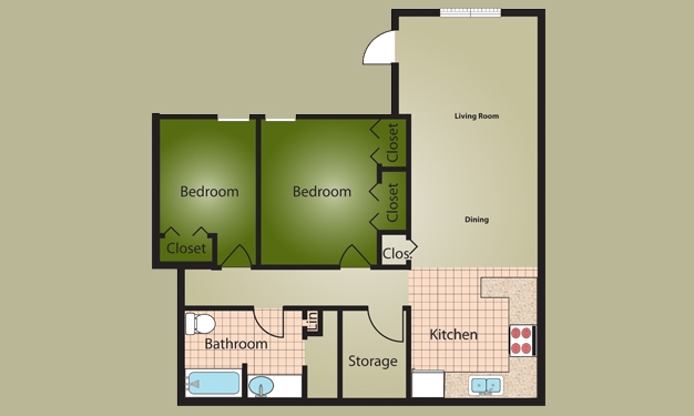 2BR/1BA - Almond Village Apartments