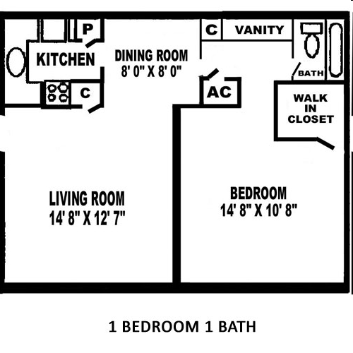 One Bedroom One Bath - The Herweck Apartments