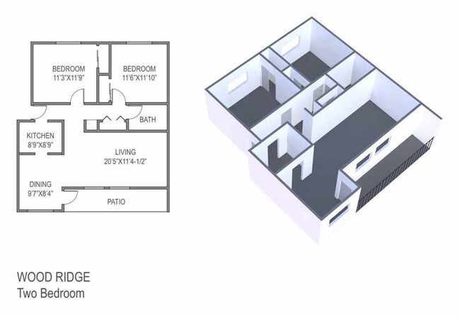 2BR/1BA - Wood Ridge Apartments