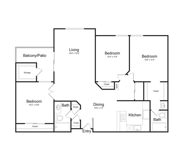 Floorplan - Lake Crest Apartments