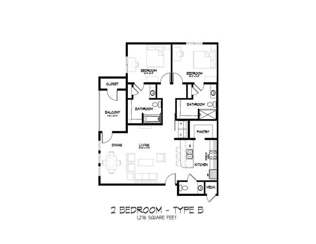2 Bed - Type B - The Heights at Fairway Flats