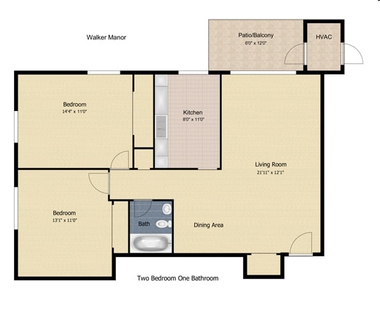 2 Bedroom - Walker Manor
