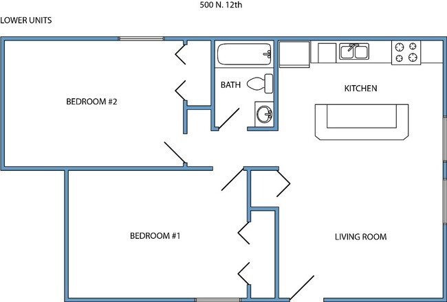 2-bed, 1-bath lower level - 500-508 N. 12th