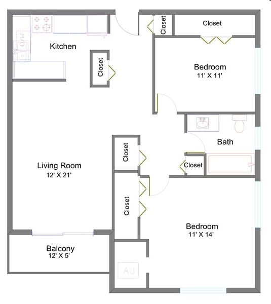 2BR/1BA - Water's Edge Apartments