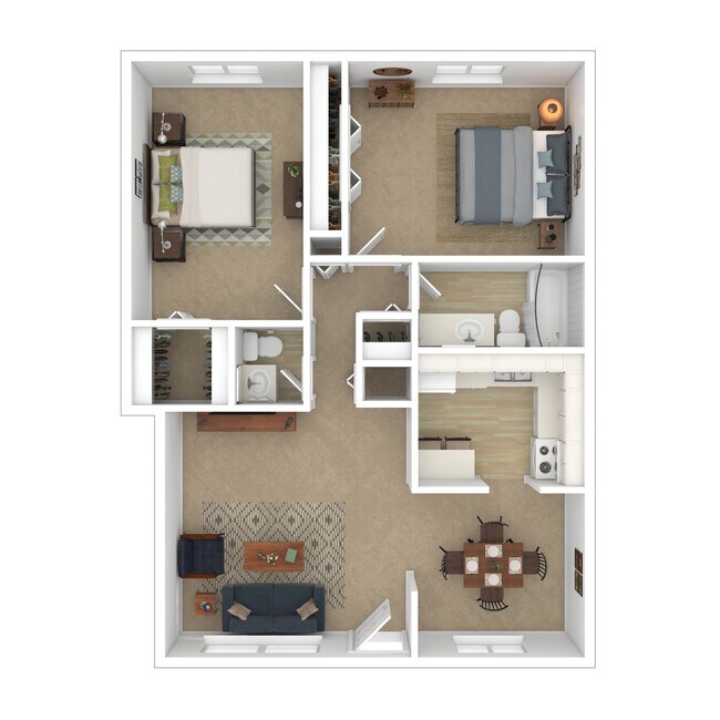 2 Beds | 1.5 Baths | 1,060 sq ft - Chateau De Ville