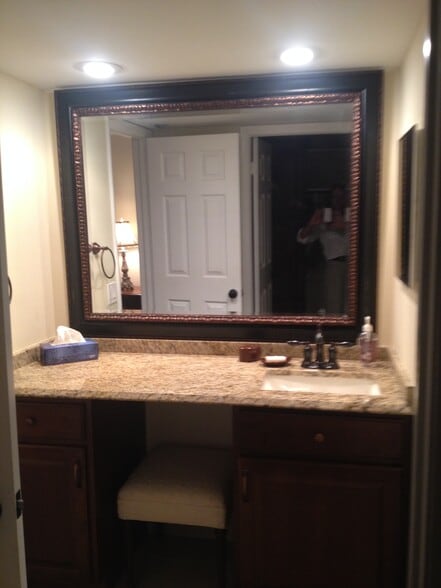 master bathroom vanity with large granite counter top and storage - 135 Deer Creek Blvd