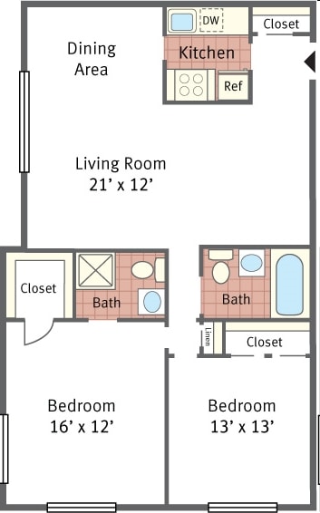 2BR/2BA Deluxe - Ridge Carlton Apartments