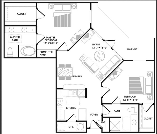 2BR/2BA - Peachtree Senior Apartments