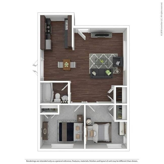 Two Bedroom Floor Plan - Elements at 1600