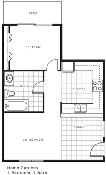 1BR/1BA - Home Garden Apartments