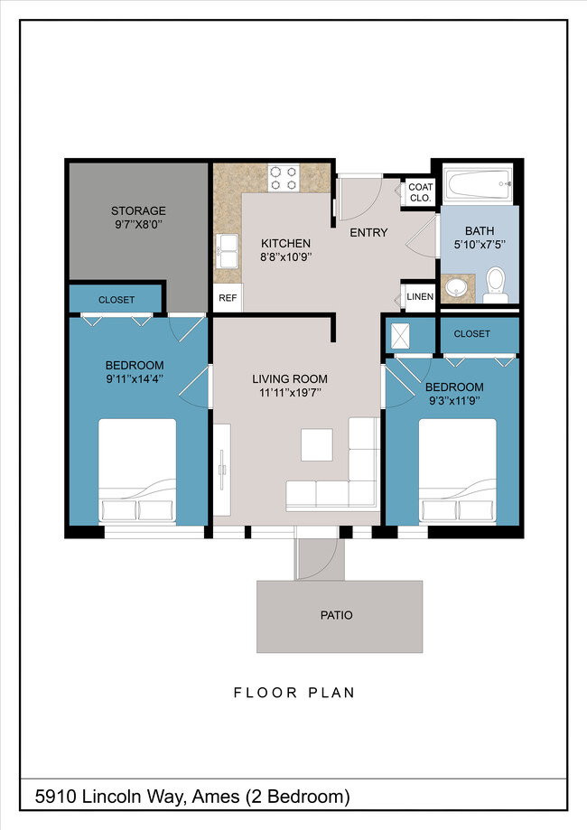 2 Bedroom Floor Plan - West Field Apartments