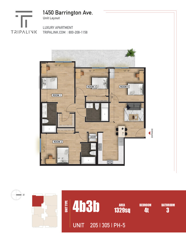 Floorplan - 1450 S Barrington Ave