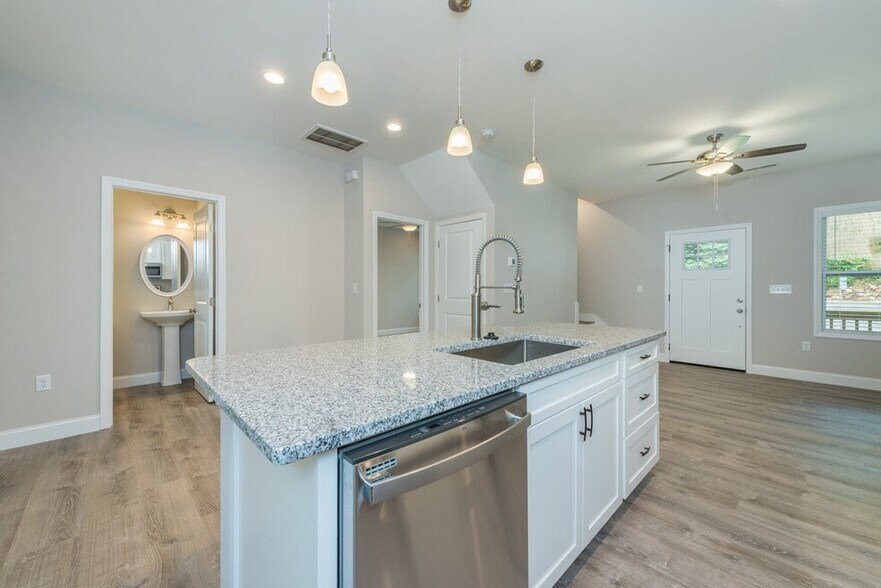 First floor contains primary bd, kitchen, bath plus powder room - 107 Owens Creek Rd