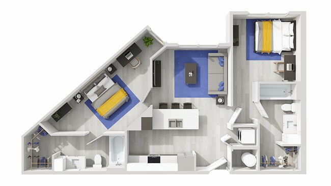 B1: 2BD | 2BA | 739 SF - The Assembly