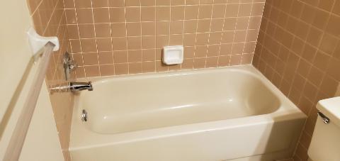 Tub/shower in one of the Master Baths - 610 Larch Ct