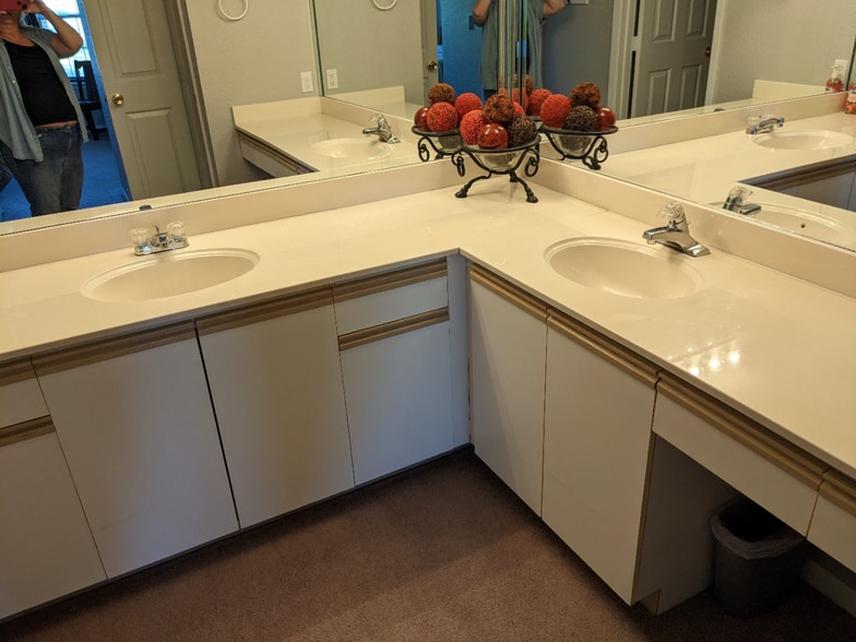 master bathroom with double vanities - 180 W Rockford Dr
